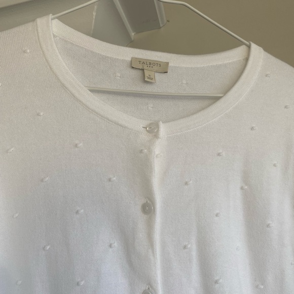 Talbots EUC white polka dot cardigan - Picture 1 of 2